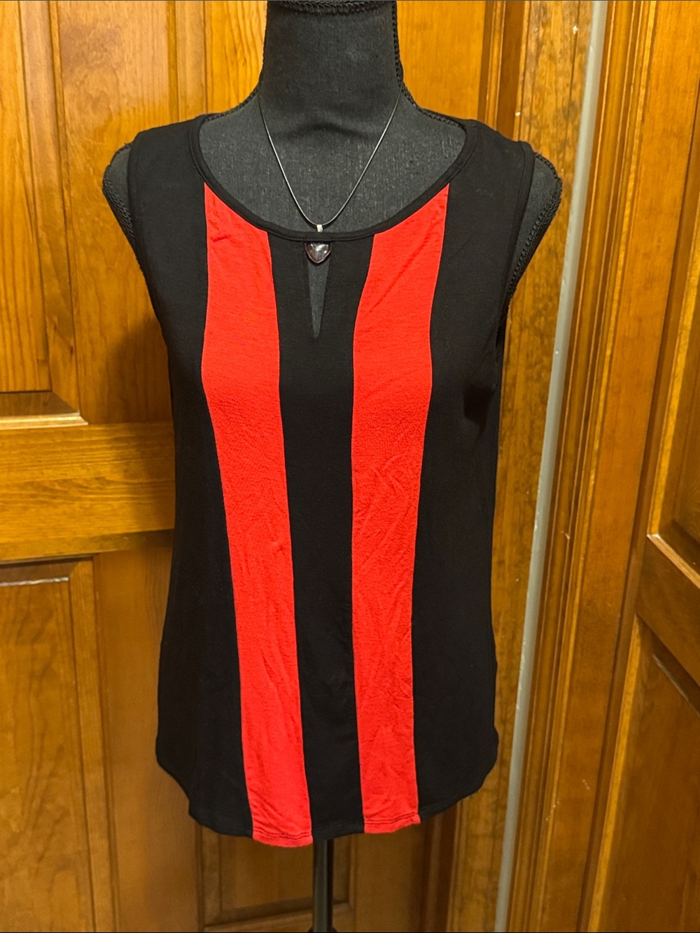 ANDREA FENZI Black Sleeveless Tank with Red Front Panels